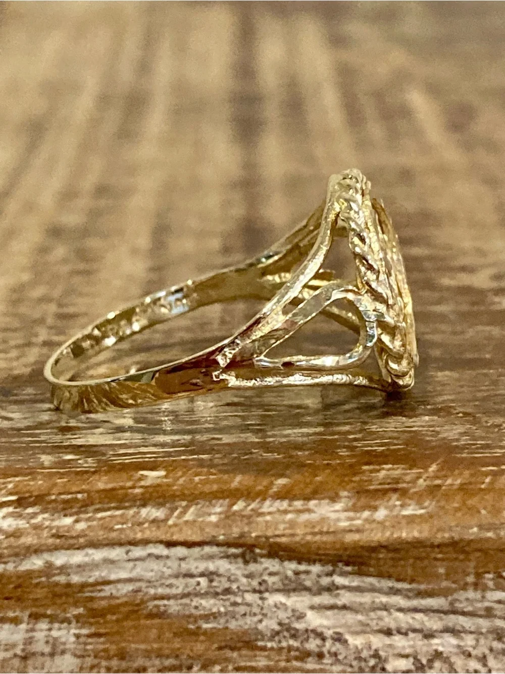 10K Gold Coin Signet Ring Virgo Horoscope Size 7.5 - Picture 6 of 15